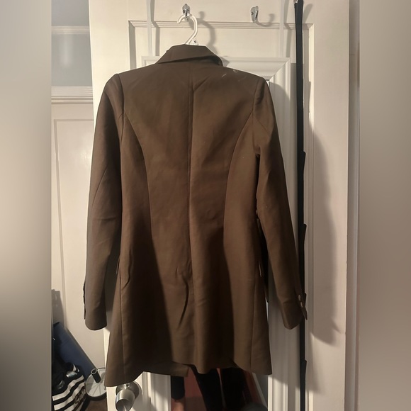 Anna Quan Olive Green Single Botton Long Blazer Jacket Top - WomeN Size 6 M New - Picture 2 of 4